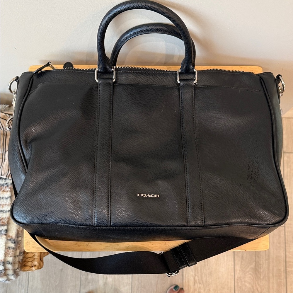 Coach Black Leather Briefcase Tote Bag